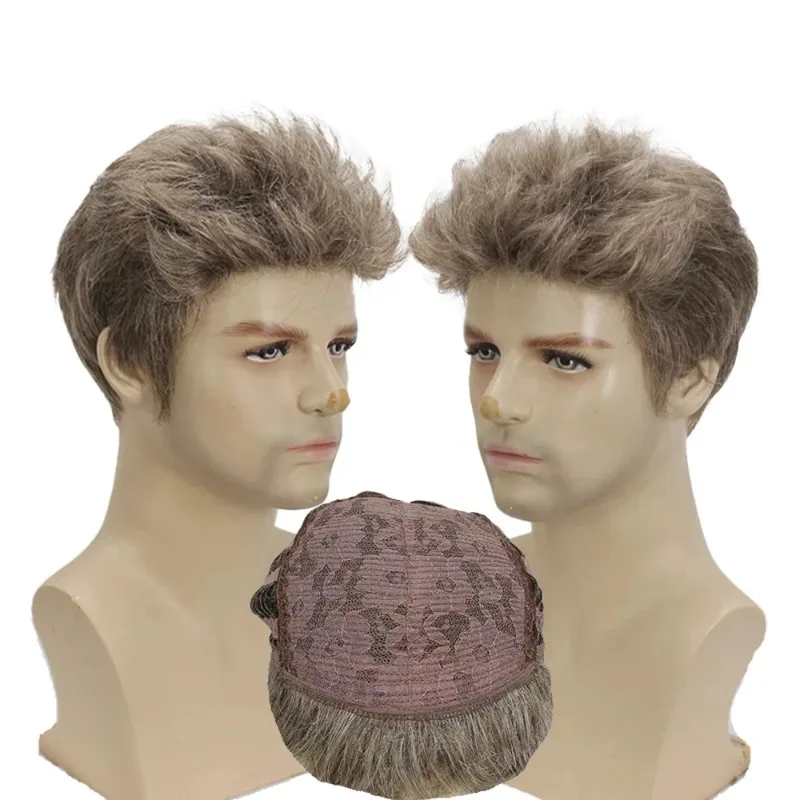 Parrucca cosplay Albert Wesker RE Capelli sintetici biondi per uomo jk;6