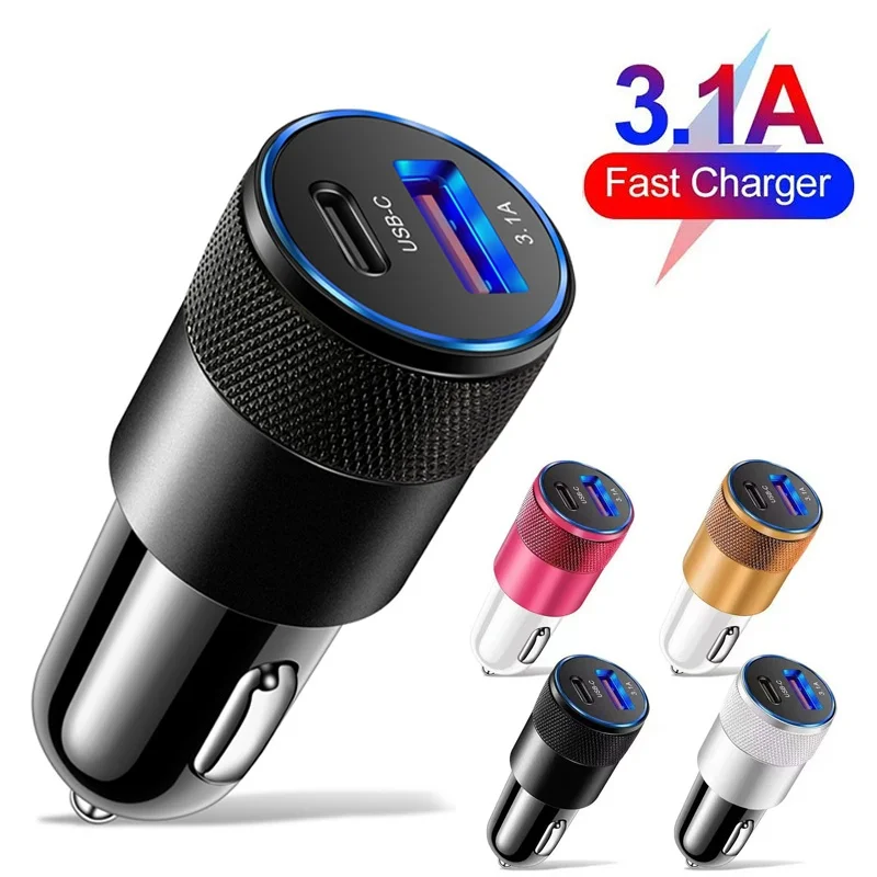 66W Type C Fast Charger Car Phone Charging Adapter Cell Phone Charger Adapter Socket Cigarette Lighter Charger For Xiaomi Huawei