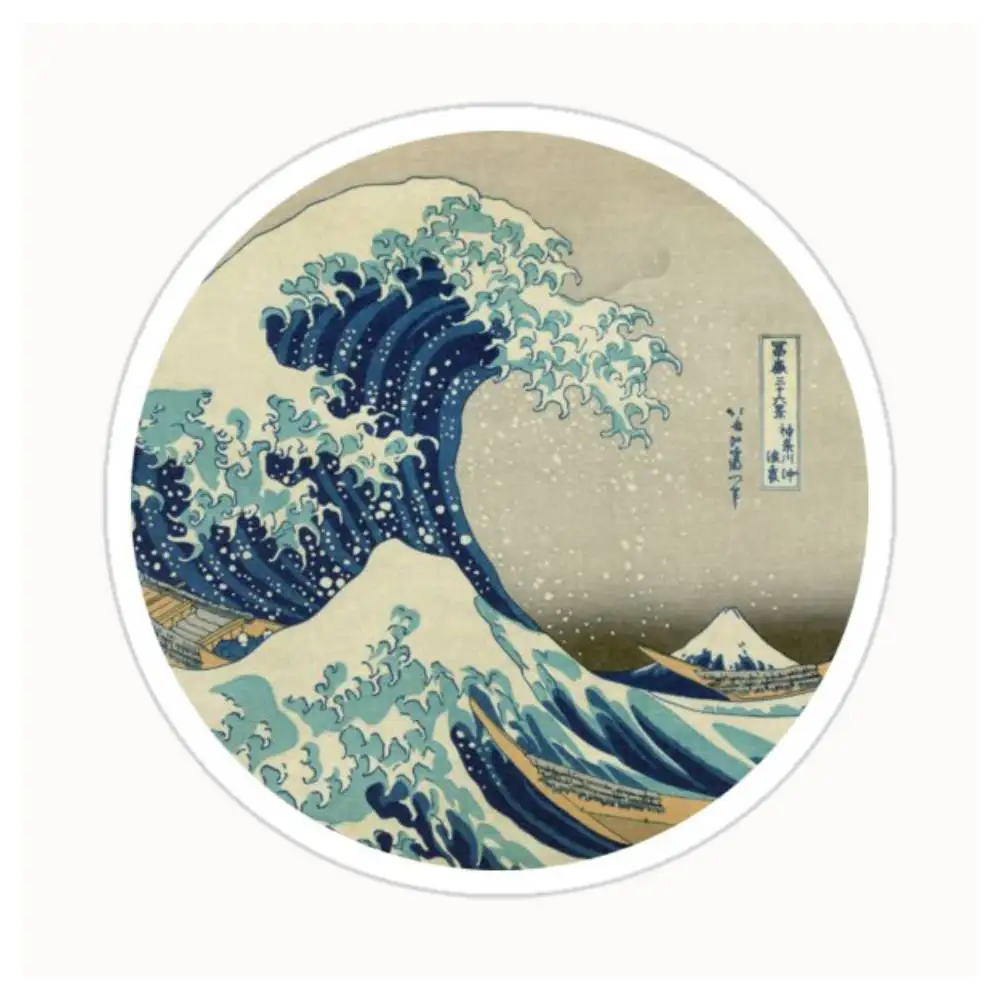 Great Wave Off Kanagawa Circle Waterproof Stickers For Decorating Car Windows Motorcycles And Computers.