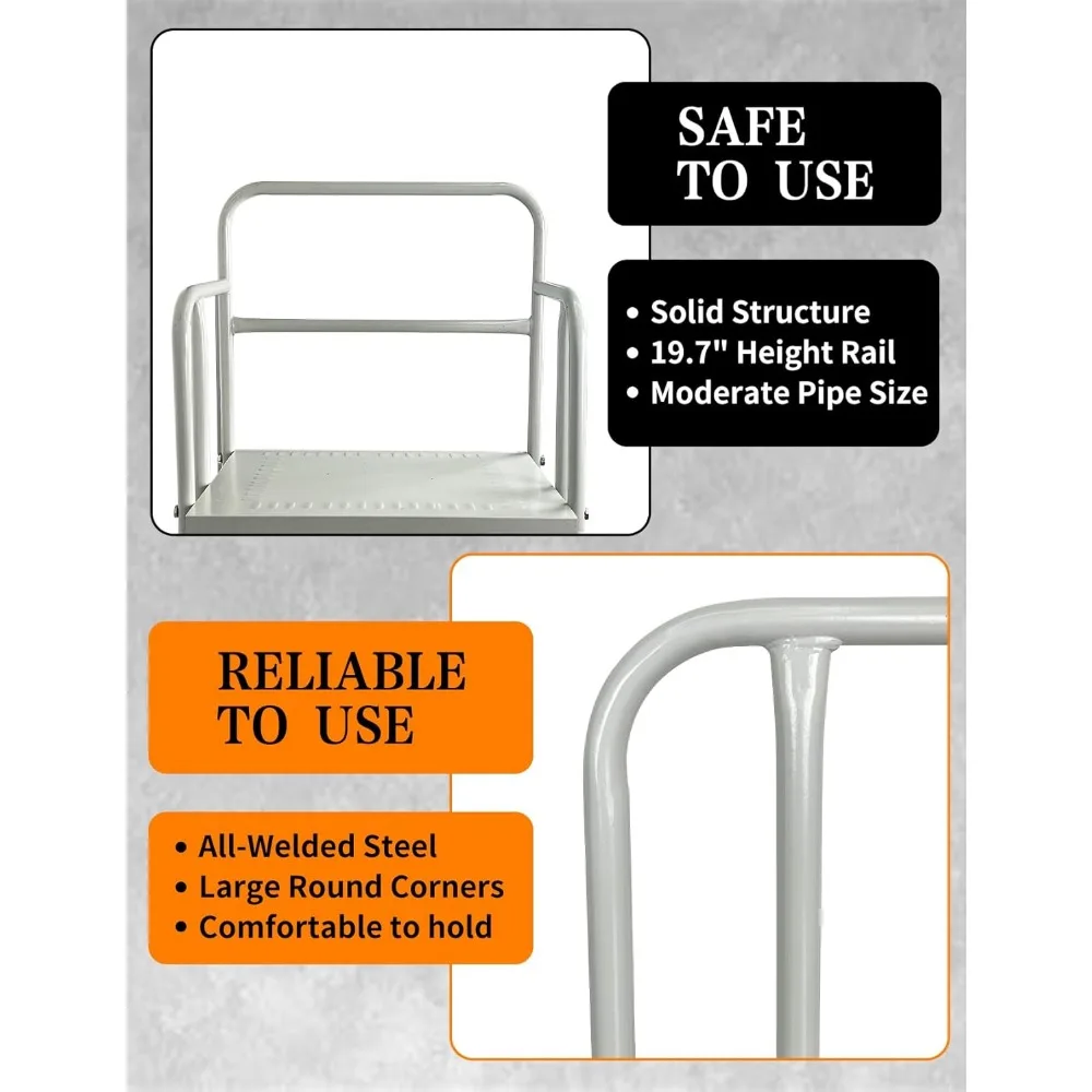 4 Steps Ladder with Wheels, Industrial & Warehouse Step Ladder, Rolling Steps Ladder with Vinyl Stair Edge Protector