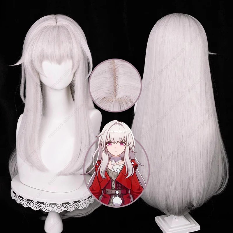 

HSR Clara Cosplay Wig 75cm Long Straight Hair Silver Pink Wigs Heat Resistant Synthetic Wigs Halloween Party