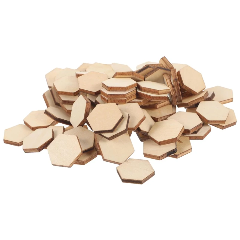 50pcs 3cm Unfinished Wood Hexagon Pieces, Blank Wood Hexagon Slices Chips Cutouts for DIY Crafts Painting Board Games Home Decor