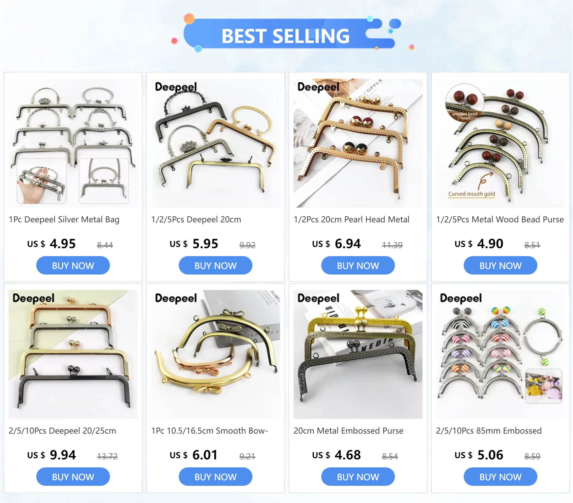1Set 12-30cm Metall Geldbörse Rahmen Handtasche Interne Arzt Innentasche Nähen Klammern Taschen Griff DIY Leder handwerk Zubehör – Detail 1