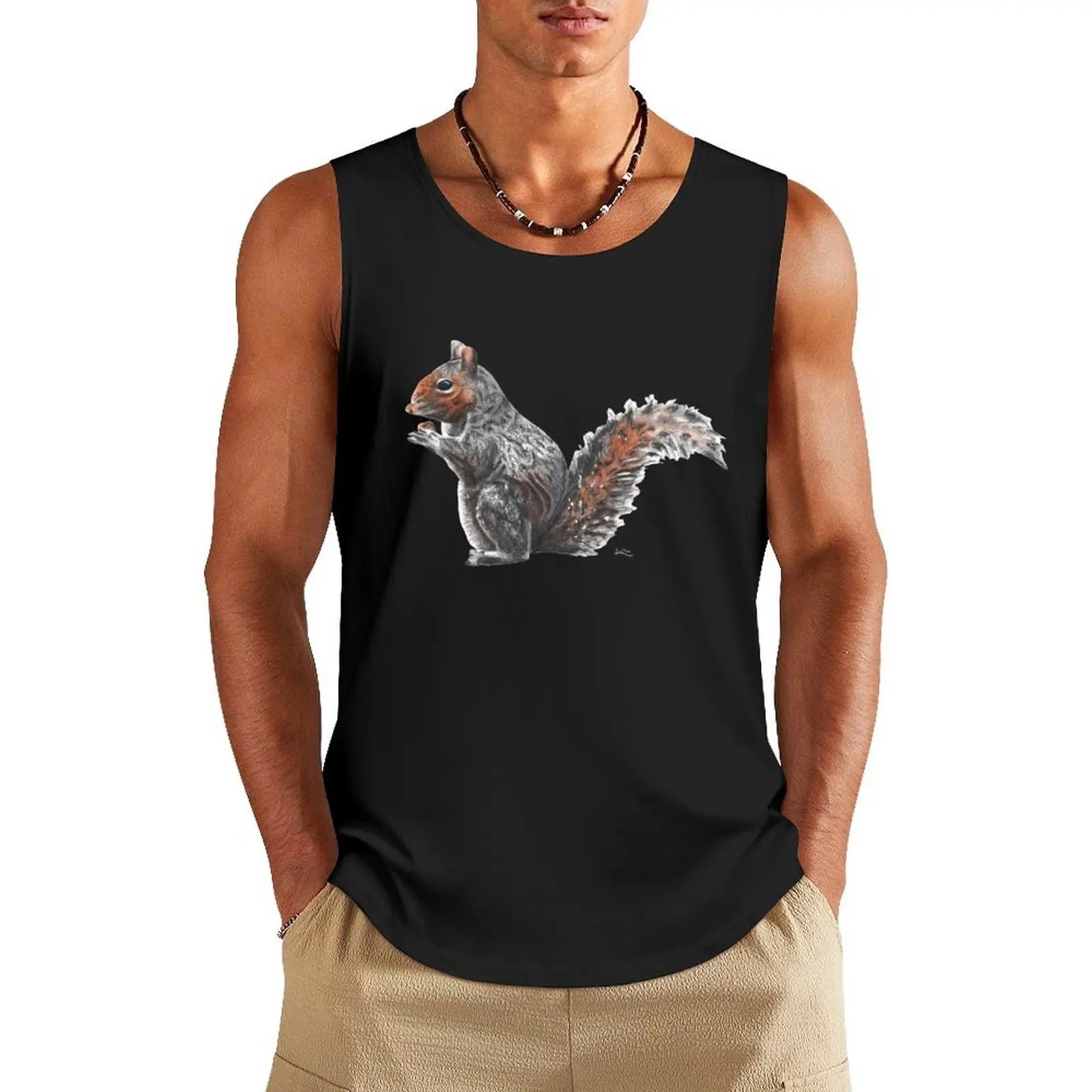 

Grey Squirrel Tank Top Men sleeveless tee tops Men's cotton t-shirt