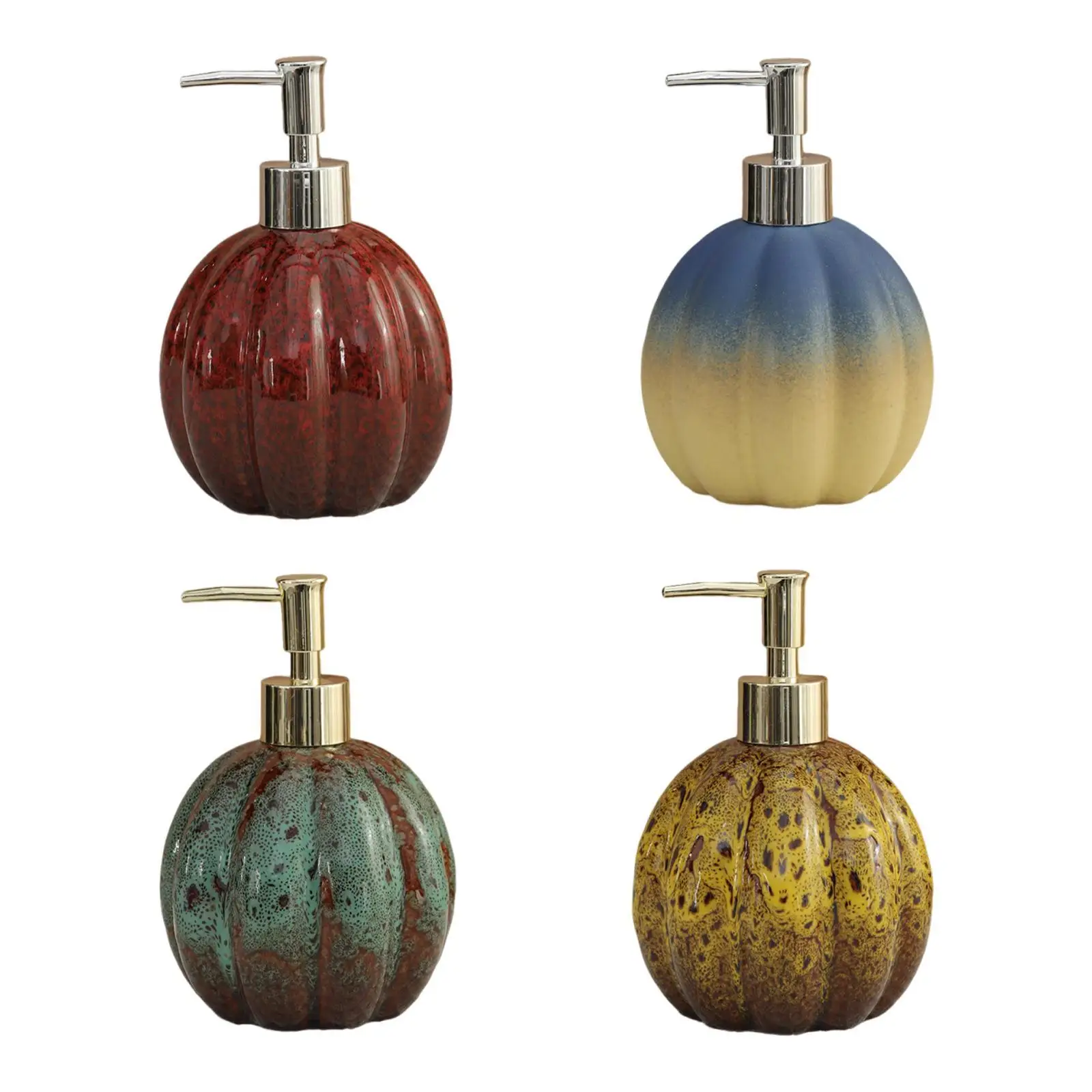 

Halloween Pumpkin Soap Dispenser Manual Pump Durable Ceramic Lotion Bottle