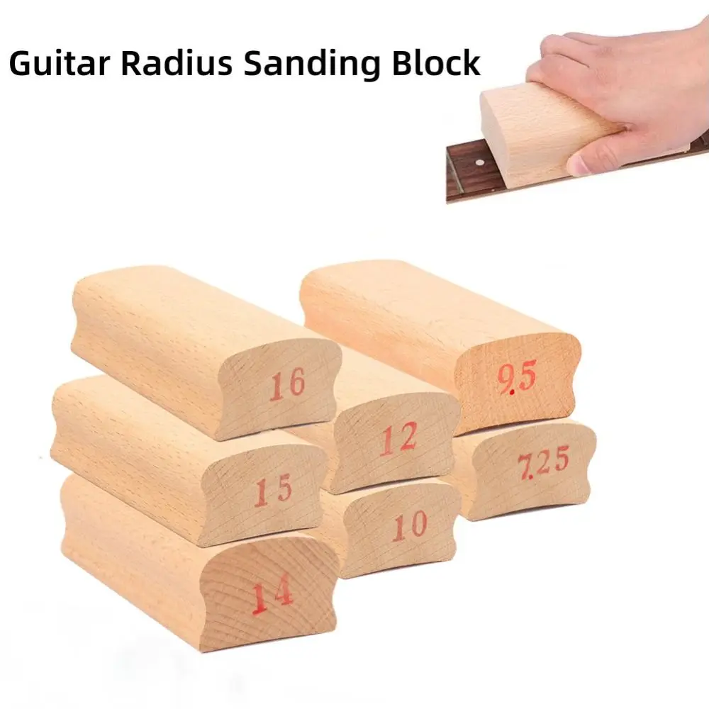 7.25/9.5/10/12/14/15/16in Wooden Guitar Radius Sanding Block Arc Polishing Guitar Parts Guitar Fret Leveling High Quality