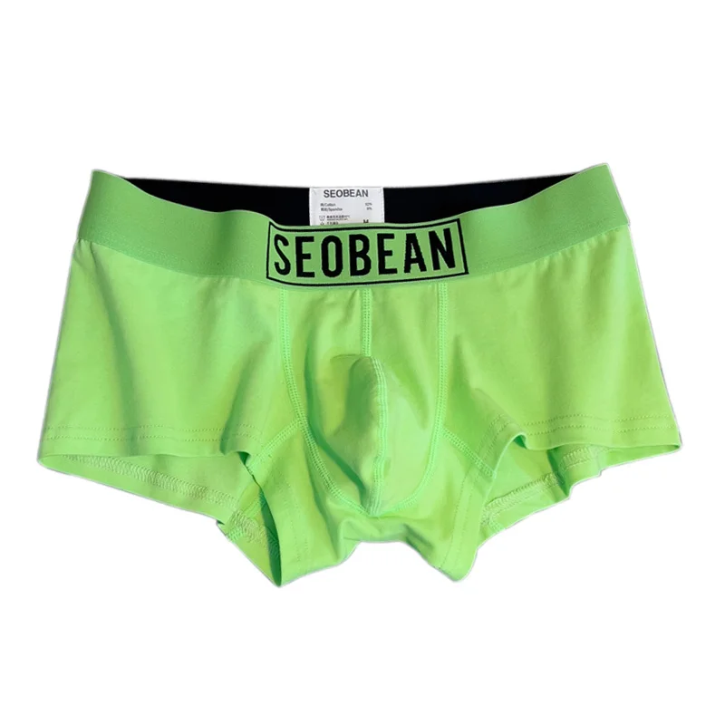 3pcs/lot SEOBEAN Men\'s underwear cotton breathable solid color personality trend youth sports Boxers