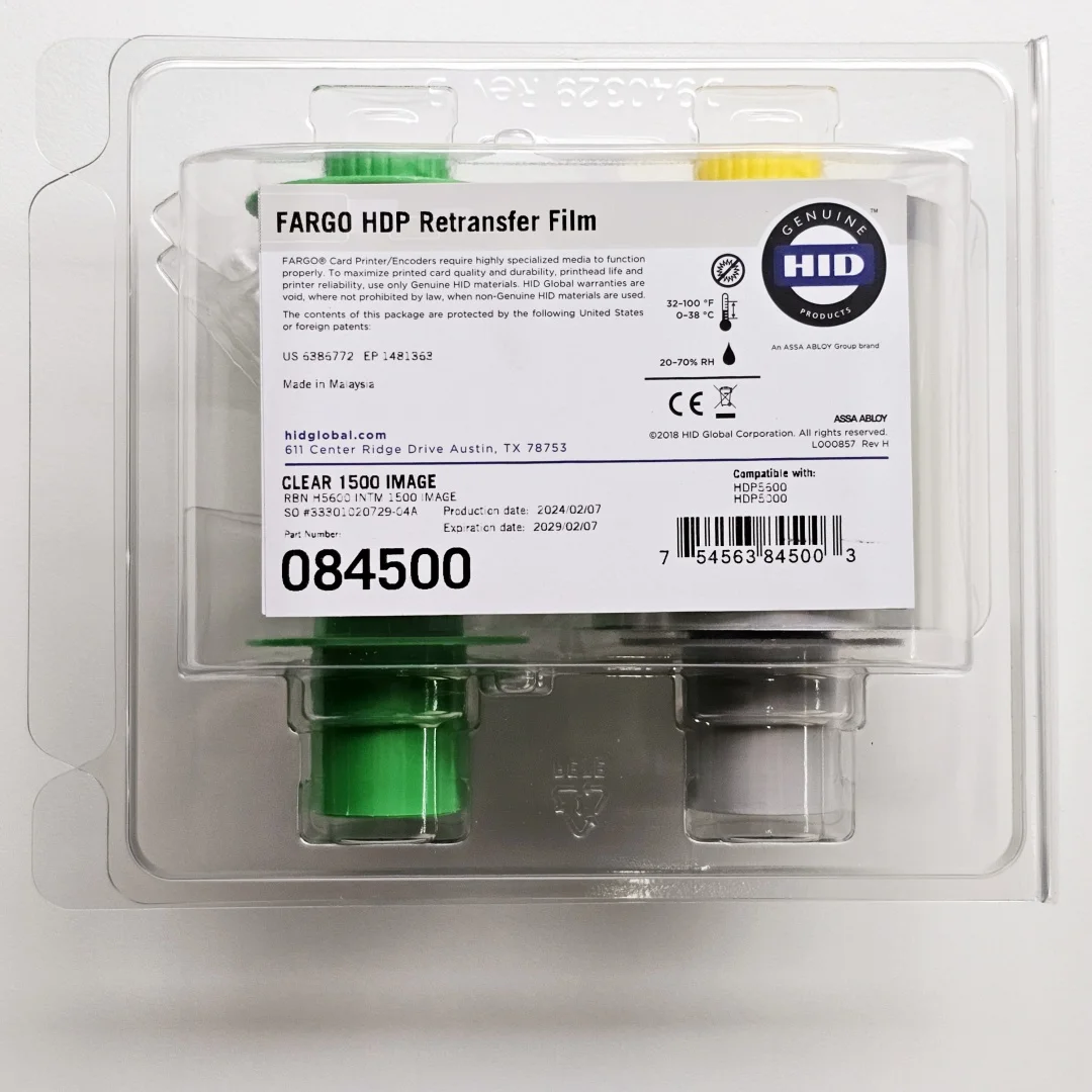 original fargo 084500 clear retransfer film replace 84053 1500prints for HID-fargo HDP5000 card Printer