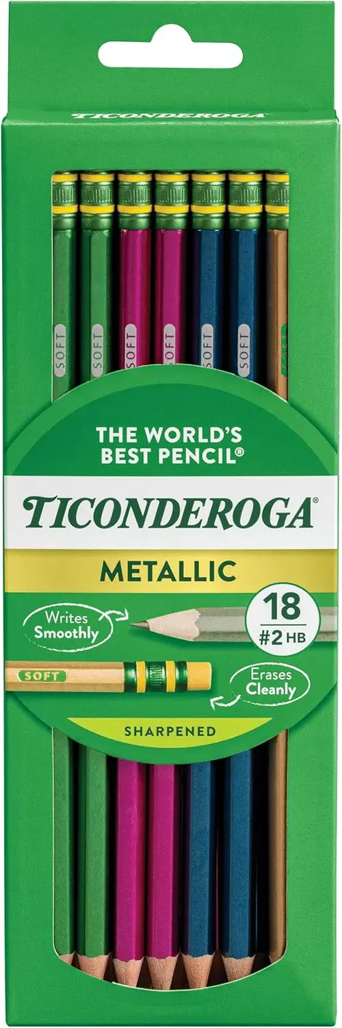 

Pre-Sharpened #2 HB Soft Wooden Pencils in Metallic Colors, 18 Count for Smooth Writing