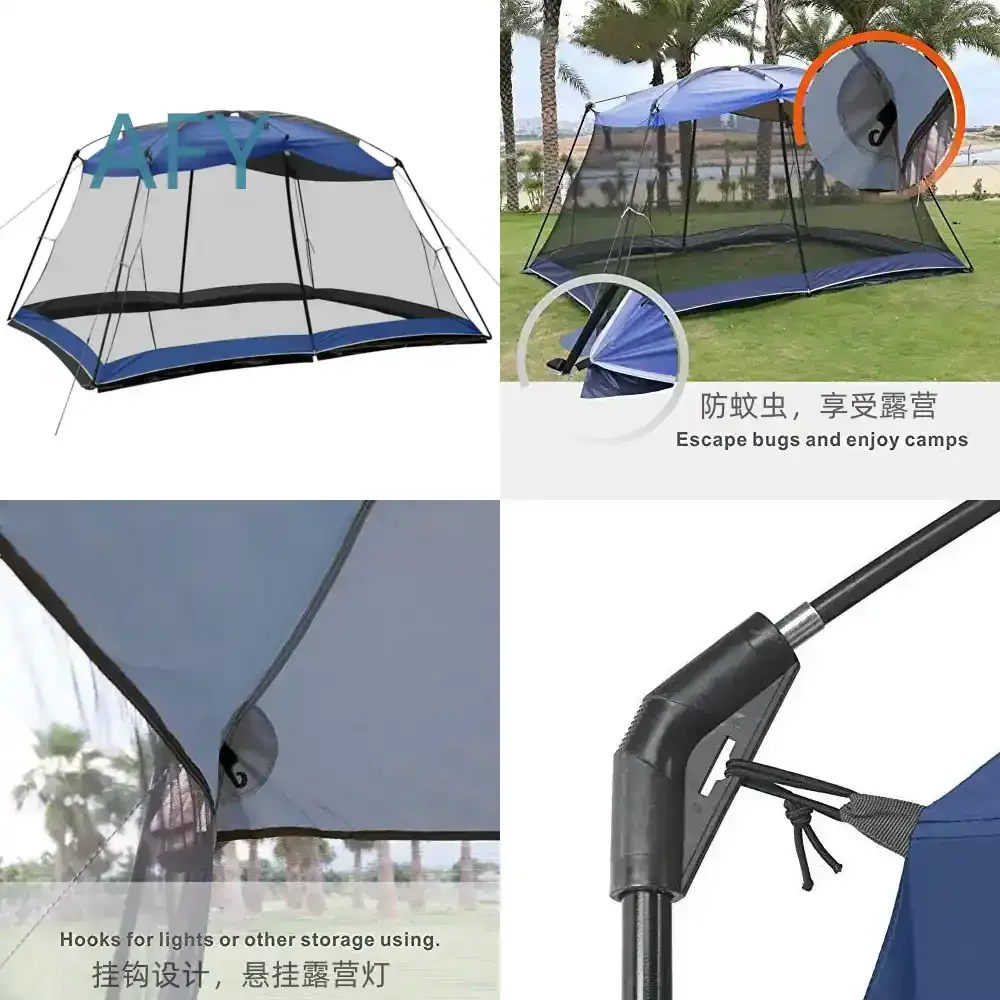 6-8 People Outdoor Mosquito Proof Mesh Tent for Beach Camping Garden Patio Shading Pergola Ventilated Breathable Summer Sun