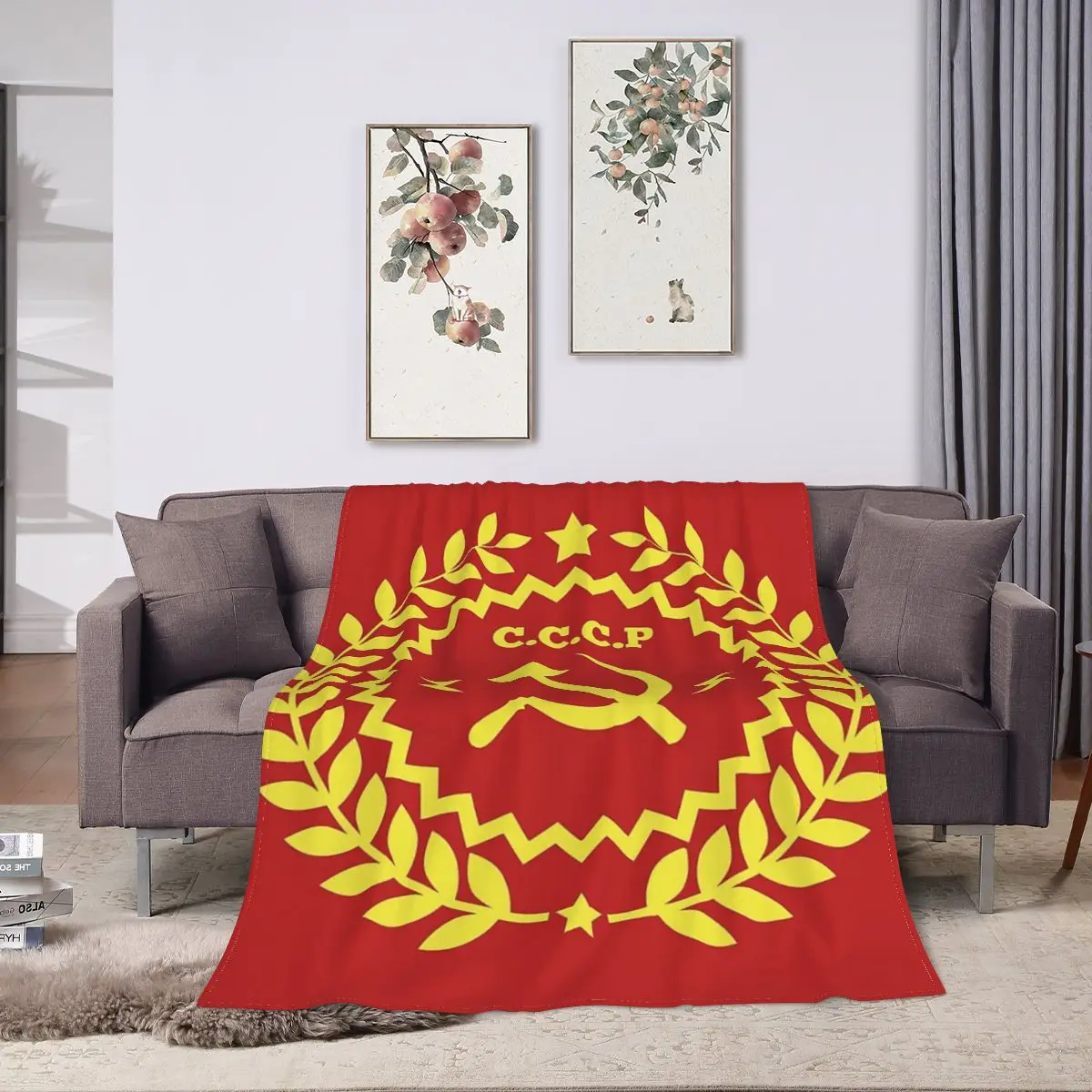 Communism Symbol Hammer And Sickle Blanket Flannel Multi-function Sofa Throw Blankets For Home Bedroom Outdoor Throws Bedspread