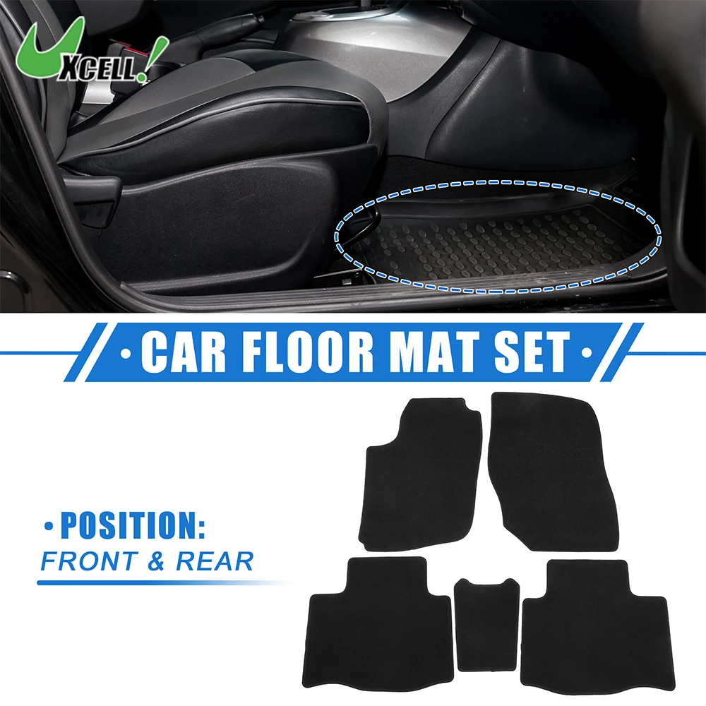 UXCELL 1 Set Car Floor Mats for Toyota RAV4 2013-2018 Front Rear Non-slip Velour Black