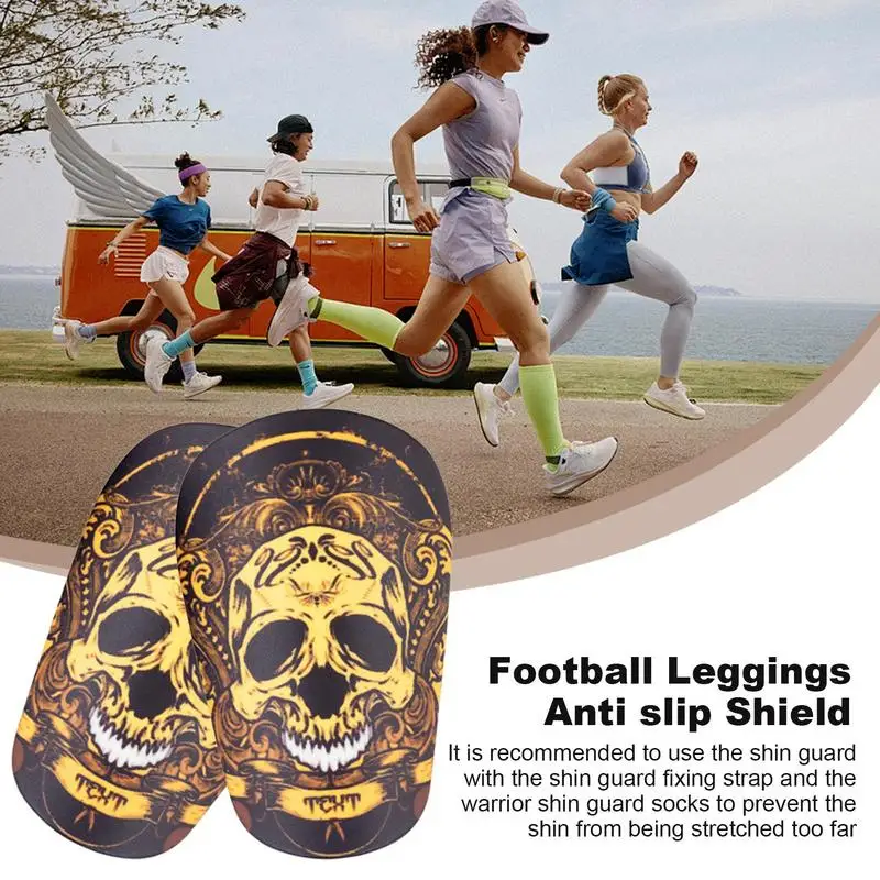 Soccer Shin Guards Soft Stylish Breathable Shin Guards Anti Collision Wrestling Knee Protectors 2 PCS Skull Pattern Protective