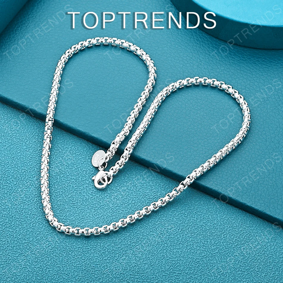 40-60cm 925 Sterling Silver 4mm Round Box Chain Necklace Fashion Jewelry For Men Women Birthday Anniversary Party Accessories