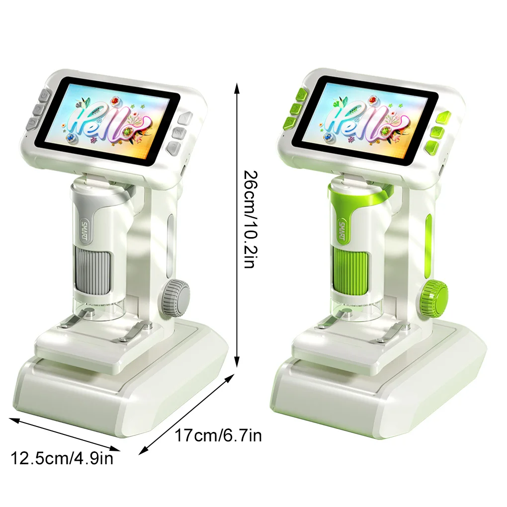 Microscópio digital p01 de 4 polegadas, tela 1600x, portátil, destacável, ferramentas de experimento, ciências, biologia, brinquedos educativos