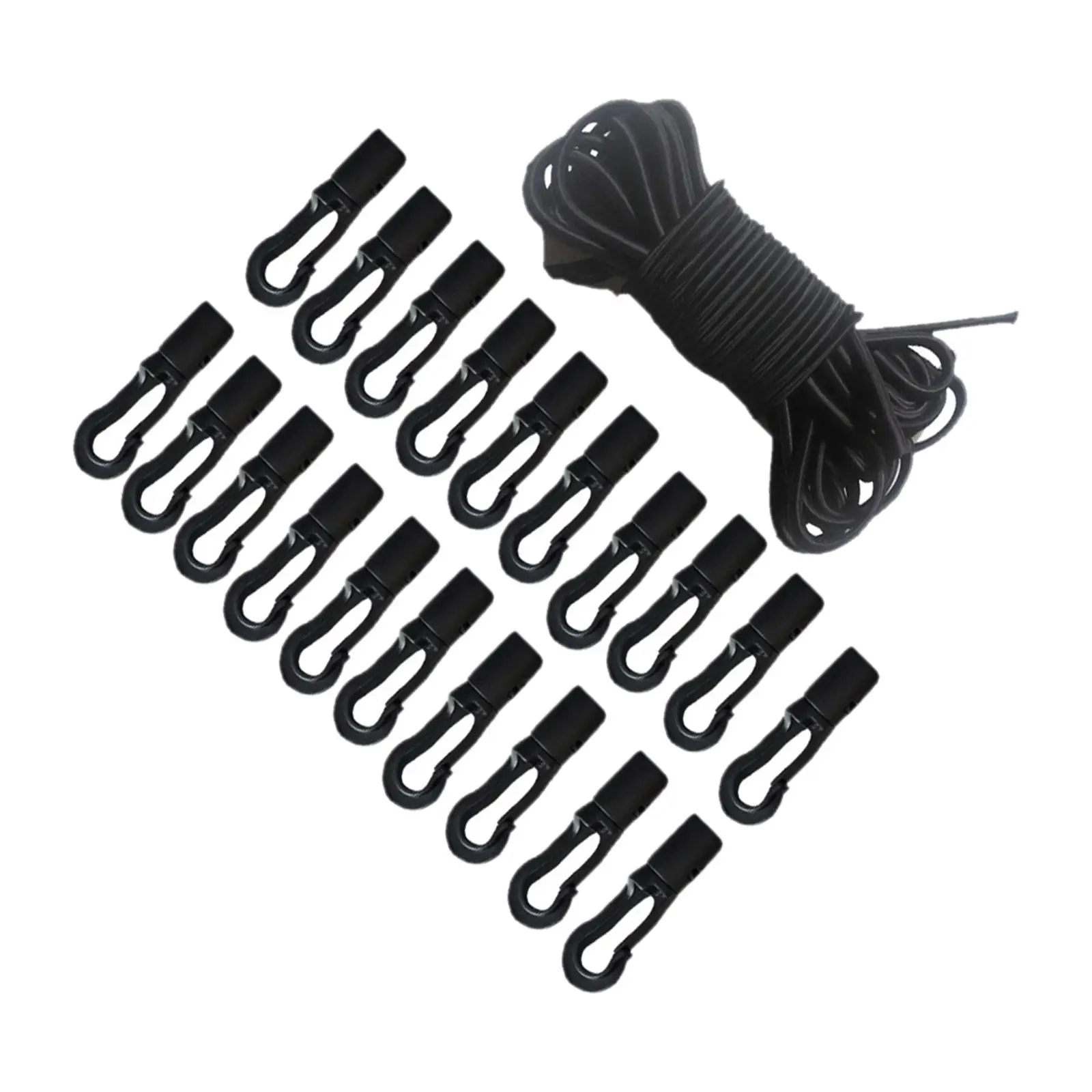 5M Expander Rubber Rope 20 Hooks Expander Rope Tension Rubber Luggage Rubber Black