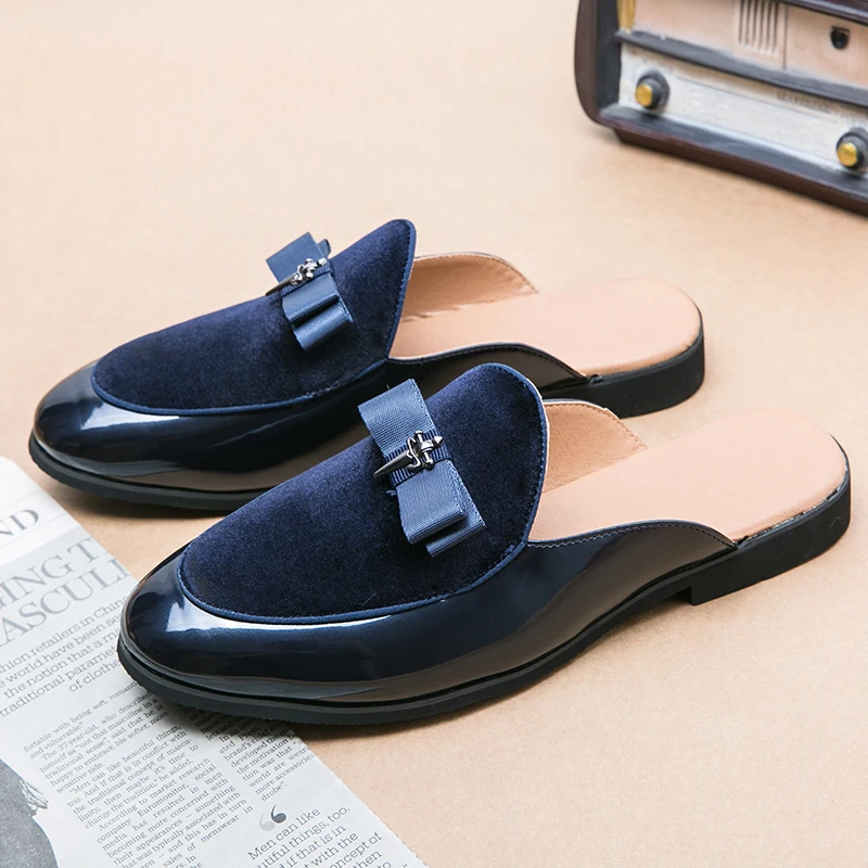 Designer Luxury Casual Mens Comfort Moccasins Sandals Footwear Brand Half Shoes Loafers Leather Slippers Mules Slides for Men