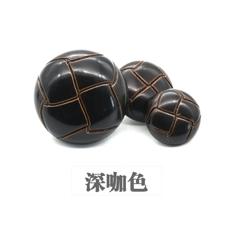 100 stücke Vintage Faux Leder Fußball Mantel Dome Nähen Auf Button Dark Braun Schwarz für Bekleidungs Zubehör 15mm 18mm 20mm – Detail 4