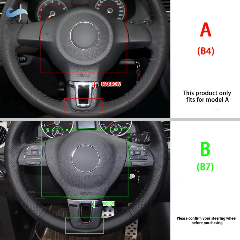 For VW Golf 6 Mk6 Passat B7 CC EOS Tiguan Jetta Touran Sharan Caddy Car Interior Steering Wheel Panel Cover Trim Bright Black