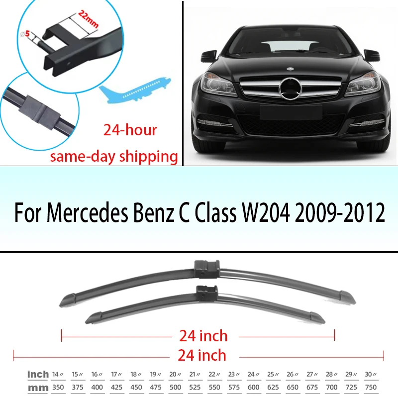 Wiper Front Wiper Blades For Mercedes Benz C Class W204 2009 2010 2011 2012 Windshield Windscreen Front Window 24