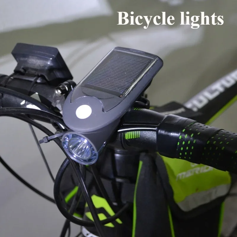 Two-Color Optional Plastic Three New Solar Self-powered Car Headlights USB Charging Bicycle Lamp 30 Degrees Rotary Bike's Lamp