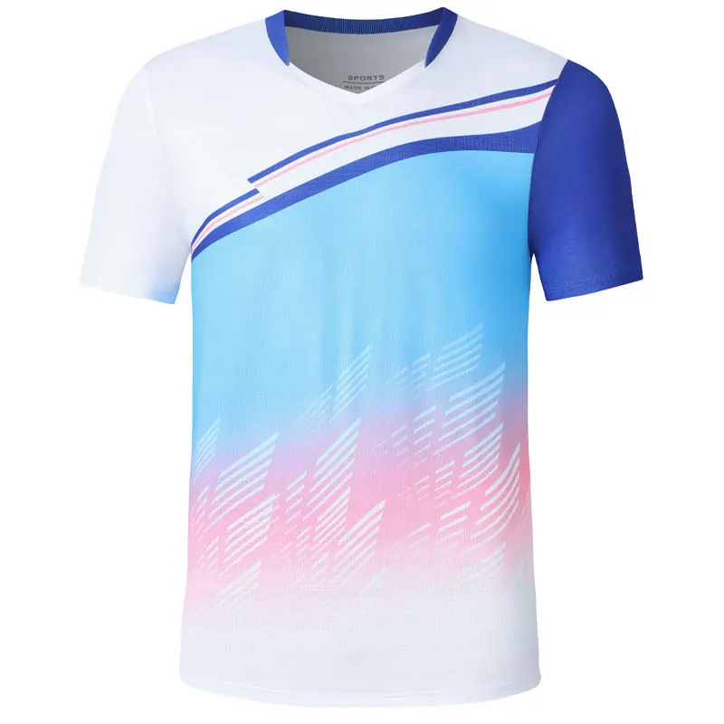 New Summer Tennis Badminton T-shirt V-neck Quick Dry Table Jerseys Outdoor Sports Running Training Men Gym Sportswear Shirts