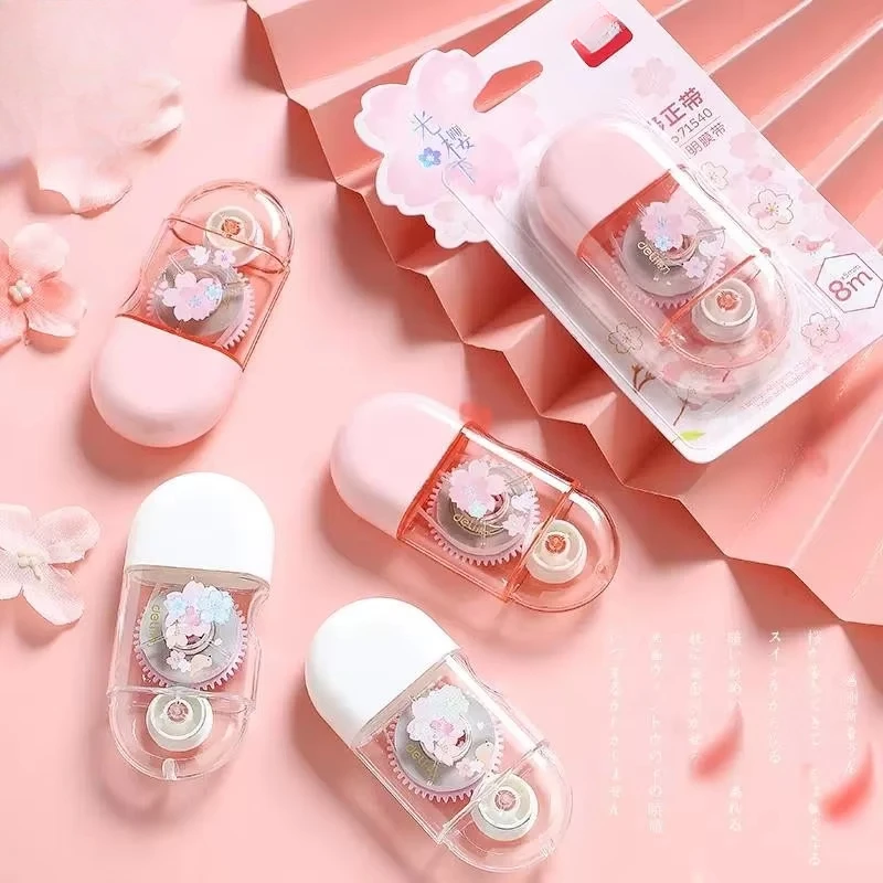 1pcs Sakura Theme Series Stationery Cartoon Simple and Cute Sakura Girl Heart Girl Correction Band 5mm x 8M