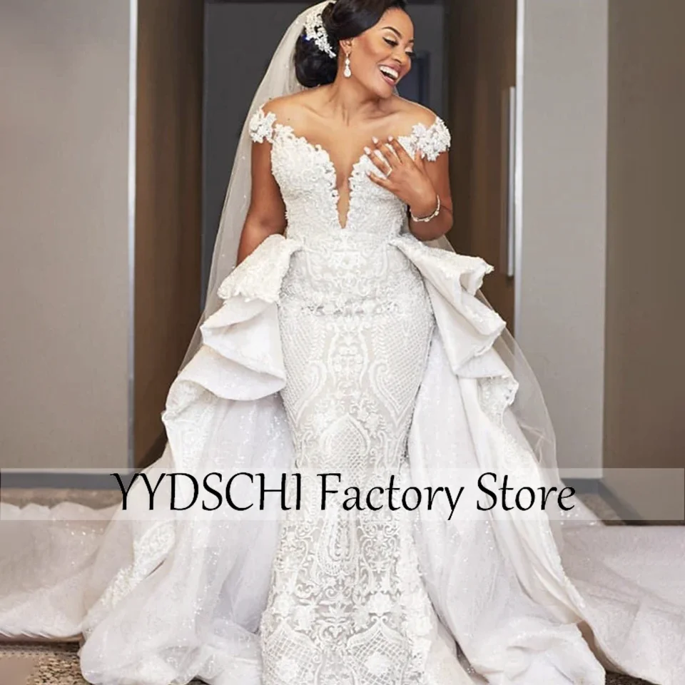 

Customized 2025 Wedding Dress South African White Sexy V-Neck Bride Dresses Vestidos De Novia Mermaid/Trumpet For Women Dresses