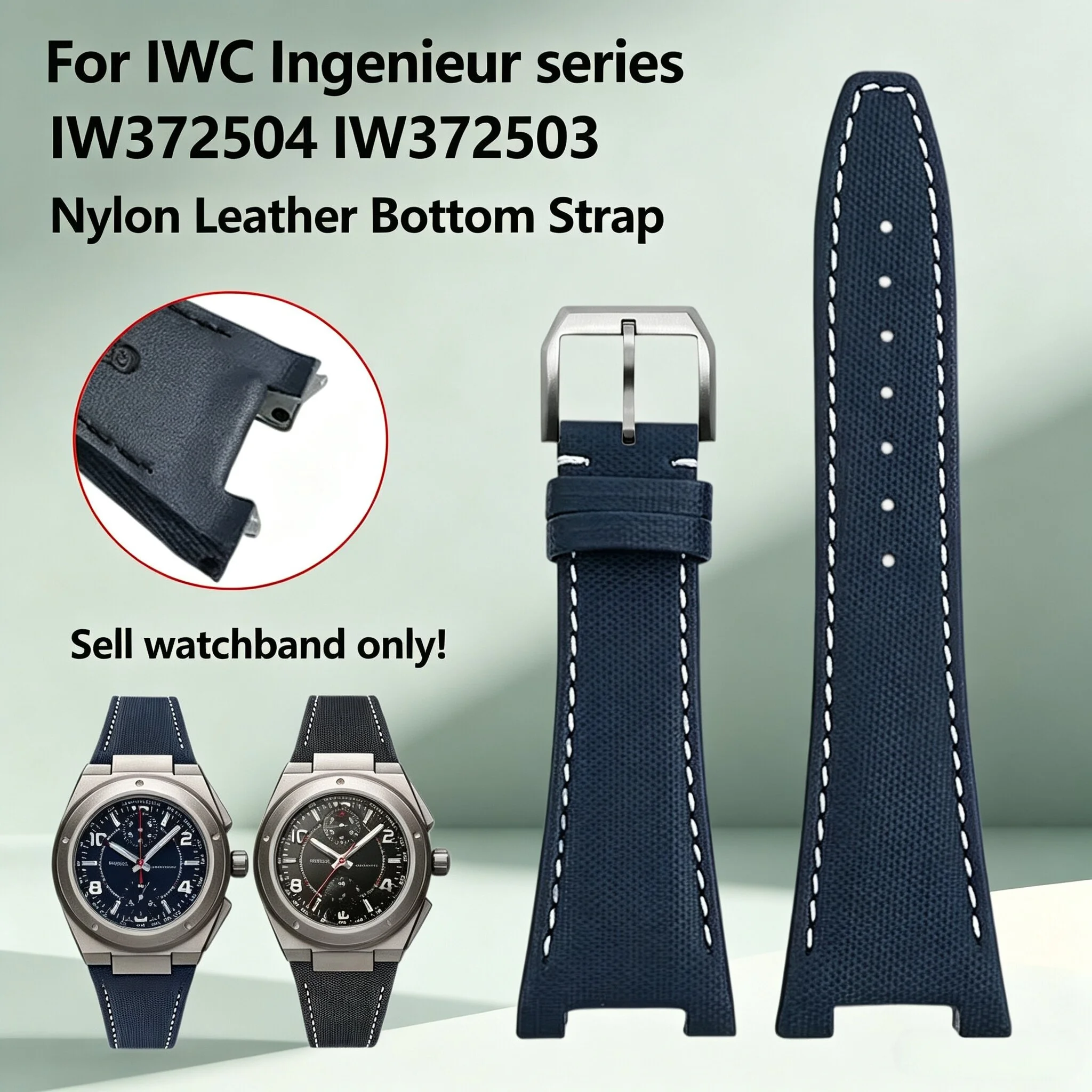 For IWC Engineer IW372503/IW372504 series PU+Cowhide Leather Watch Band Specialized interface bracelet men's Replacement Strap