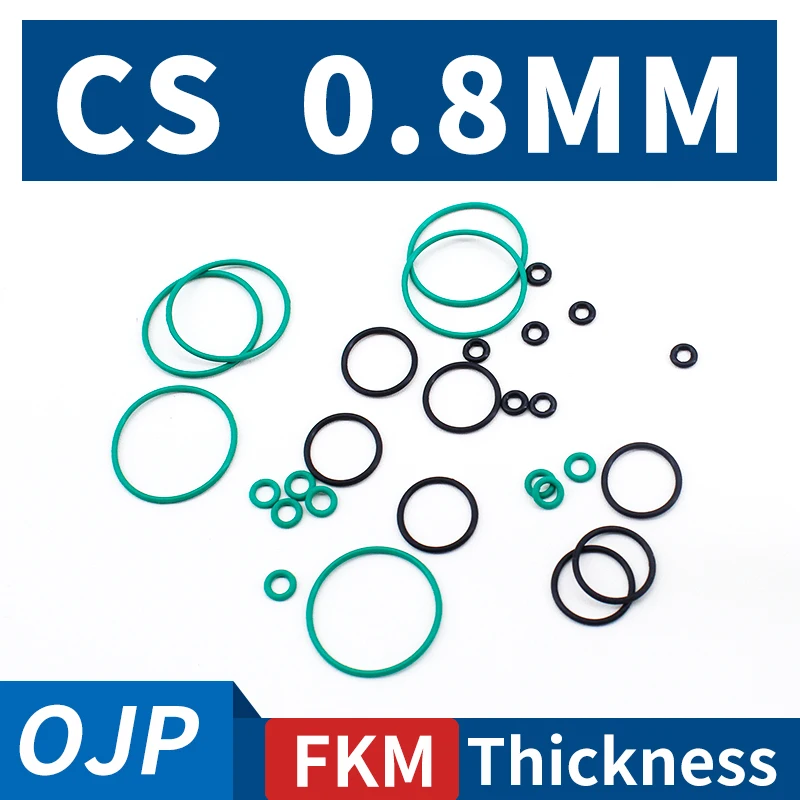 Thickness Cs0.8mm FKM Green Black Rubber O-ring Rubber Sealing Ring Gasket Grommet Fluorine Rubber Ring