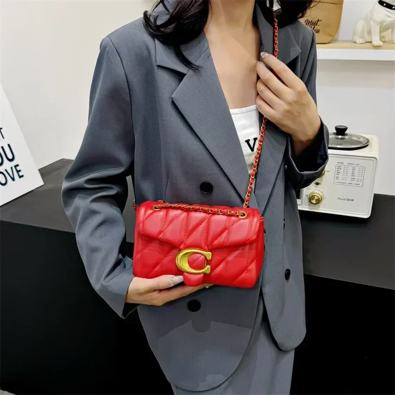 

Сумка через плечо с цепочкой, новая индивидуальная универсальная сумка для отдыха в клетку с ромбовидной вышивкой, модная маленькая квадратная сумка подмышками