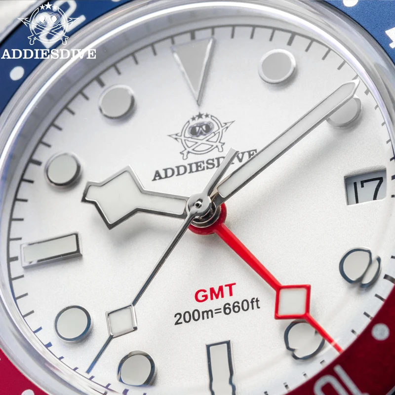 ADDIESDIVE 39 мм мужские кварцевые наручные часы Роскошные часы K1 Bubble GMT для отдыха из нержавеющей стали BWG9 Светящиеся водонепроницаемые часы 200 м