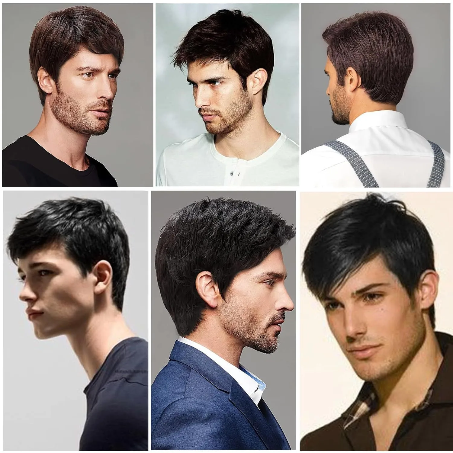 Czarna, krótka, kolczasta peruka syntetyczna dla mężczyzn - naturalny wygląd, do noszenia na co dzień