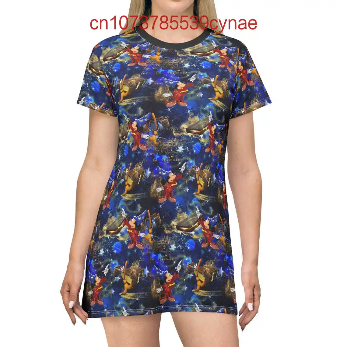 2025 夏の新ディズニー女性の半袖ドレス 3D プリントミッキーマウスストリートファッション Tシャツドレスセクシーな Y2K タイトドレス