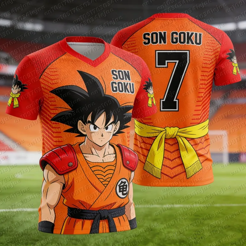 2026 Dragon Ball Super Saiyan Goku Grafik-Fußballtrikot Sommer Sport Schnelltrocknend Herren T-Shirt Kinderbekleidung Damen T-Shirt