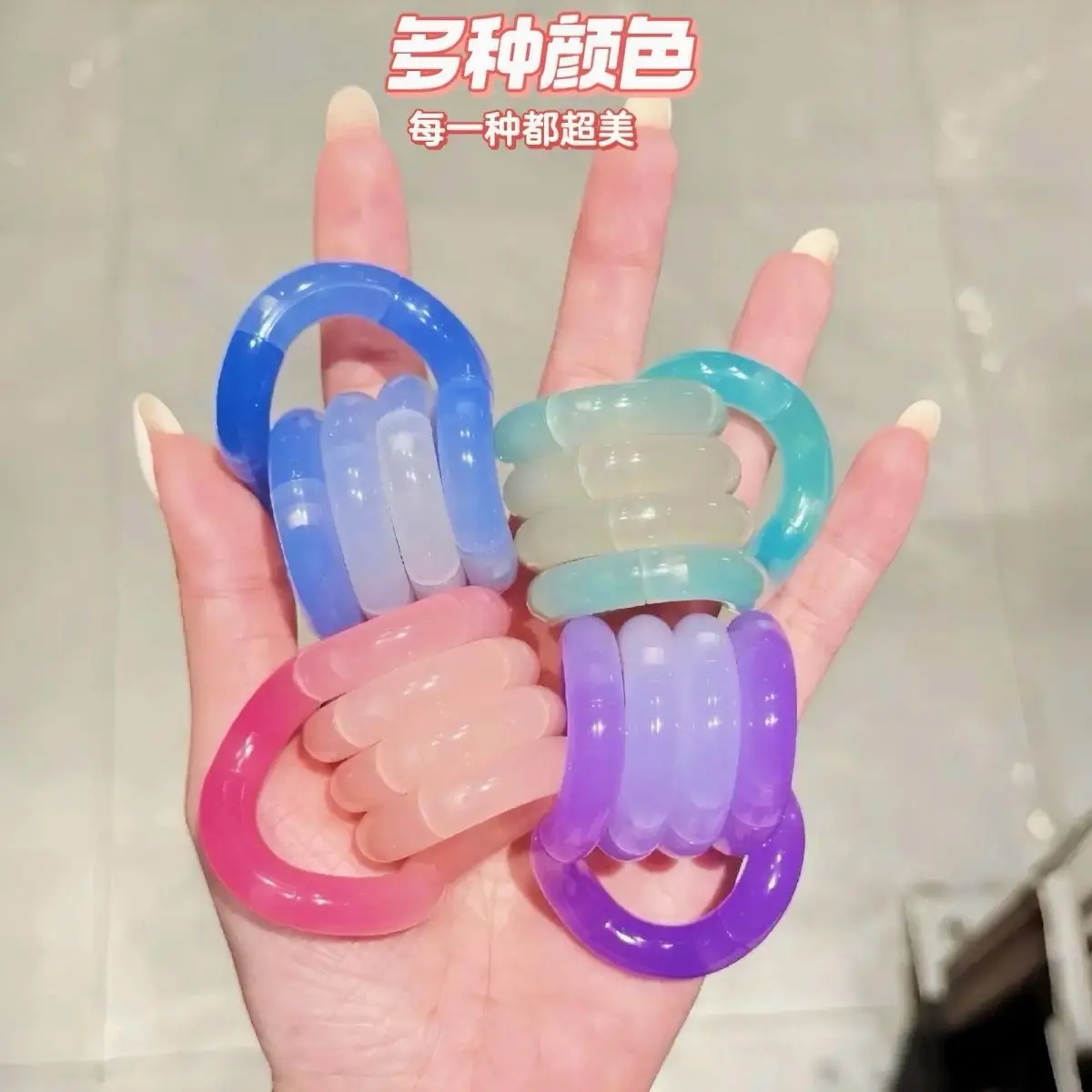 

Thermochromic Multicolor Crystal Tangle Fidget Toy Mind Training Rope Stress Relief Vent Finger Toy for Adults Kids Anti-Anxiety