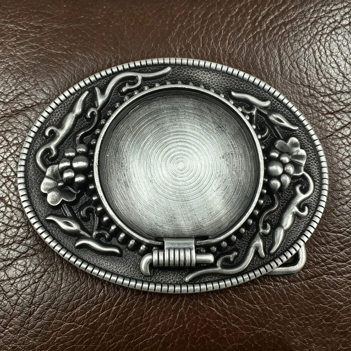 Men's Retro Oval Blank DIY Design Belt Buckle Drop Shipping Fashionable Pearl Border Embossing Style for Belts 4cm