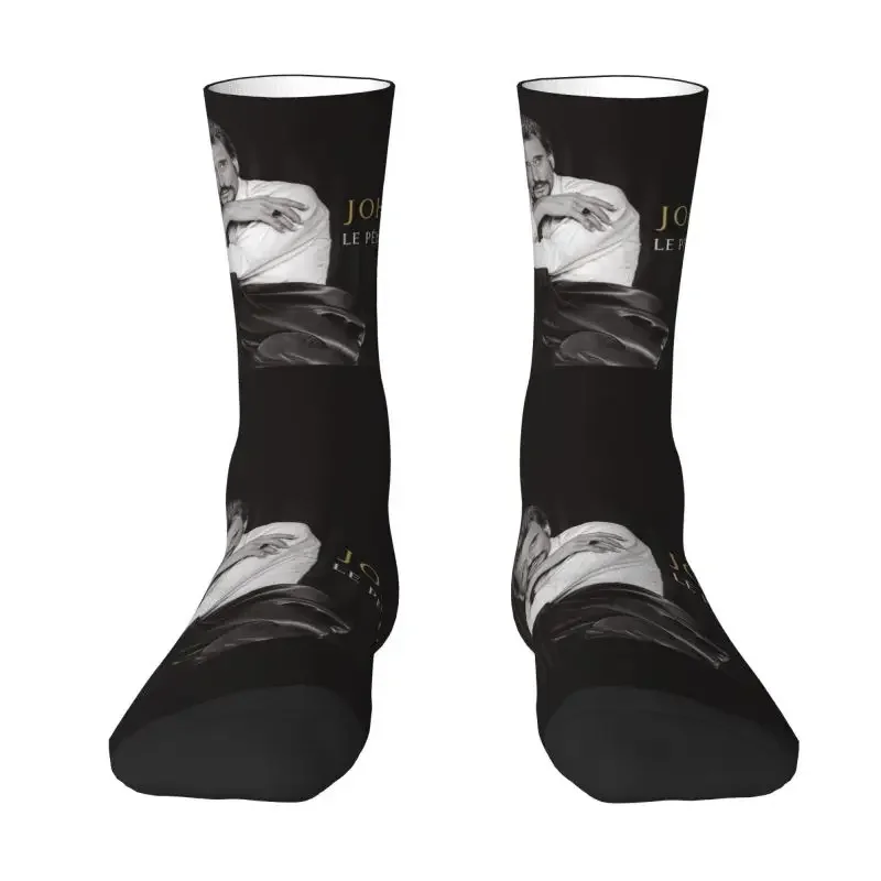 Cool Print Hallyday Rock Socks for Men Women Stretch Summer Autumn Winter French France Singer Crew Socks