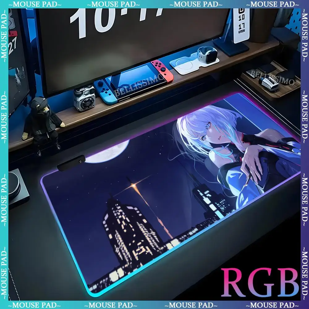 C_cyberpunk E_edgerunners Game console mechanical desk Mouse Pad  Office accessories Anime  RGB 1000x500x4mm desk pad