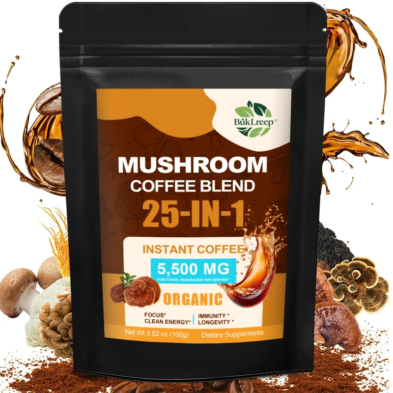 Suplementos de setas 25 en 1: con melena de león, Cordyceps, Reishi, Shiitake, función cerebral saludable, mantiene el enfoque, inmunológico