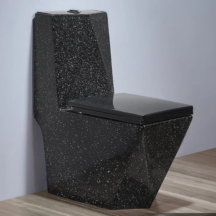 Toilet,Chaozhou Large Diameter Black Diamond-Shaped Ceramic Toilet Seat Silent Dual-Flush With Water-Saving Splash-Proof Design