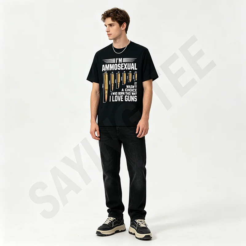 Ich bin ein Ammosexueller, Waffenliebhaber, Enthusiast, Zweite Verfassungszusatz, lustiges T-Shirt, Y2k, humorvoll, sarkastisch, Witz, Spruch, T-Shirt, Streetwear-Kleidung – Detail 6
