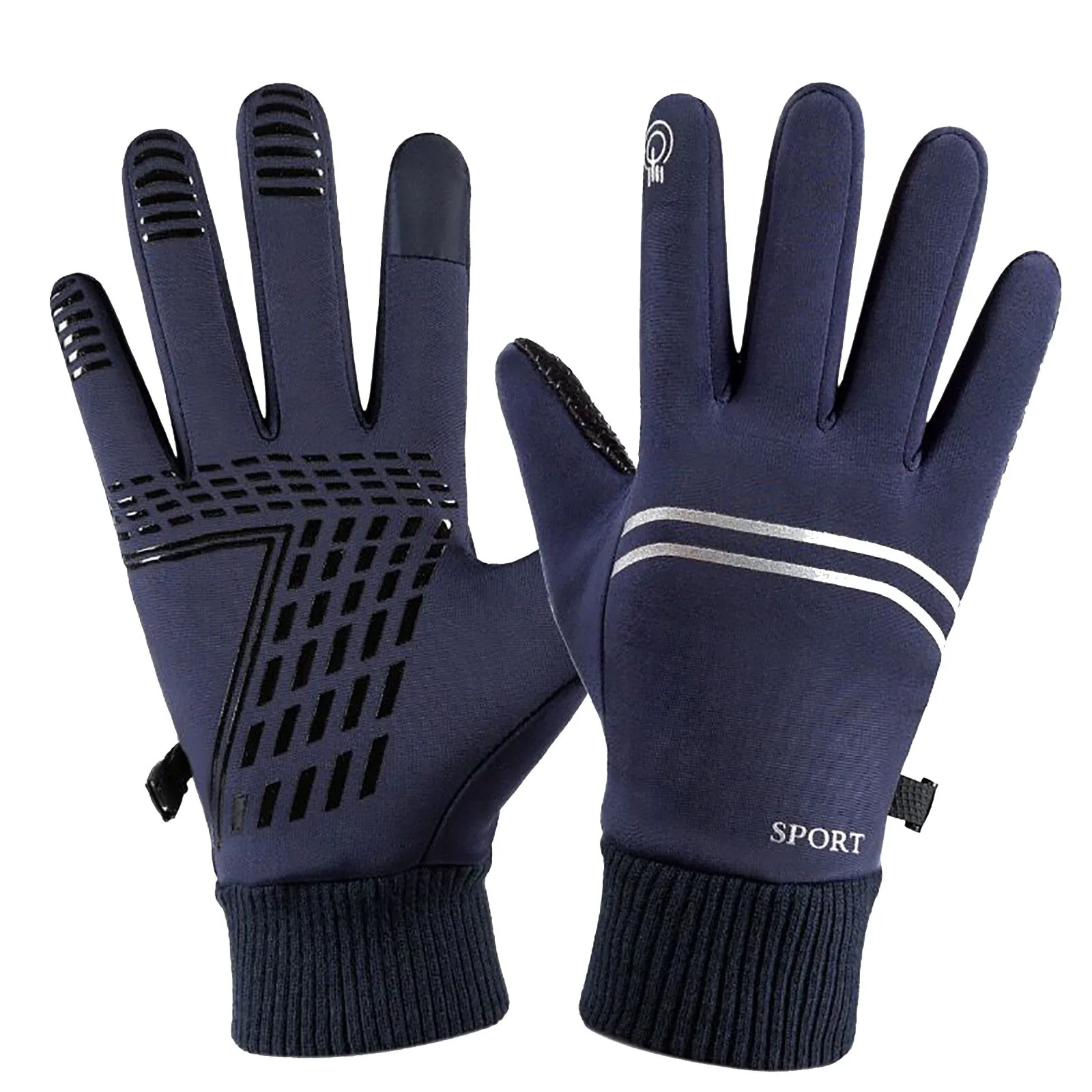 

Fleece Thick Winter Gloves Solid Mens Zipper Outdoor Polar Fleece Warm Cold-Proof Gloves Ski Cycling Full Finger Mittens