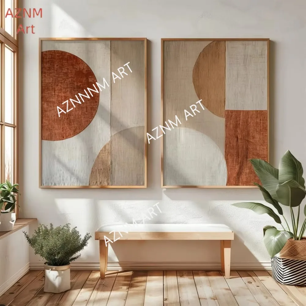 1/2 Stücke Beige Einfache Abstrakte Wand Leinwand Malerei Poster, Clay Kunst Textur Dekor, für Wohnzimmer Schlafzimmer Dekor