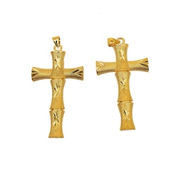 925 Sterling Silver Gold Plated Bamboo Flower Cross Pendant Multi-Function and Women's Jewelry