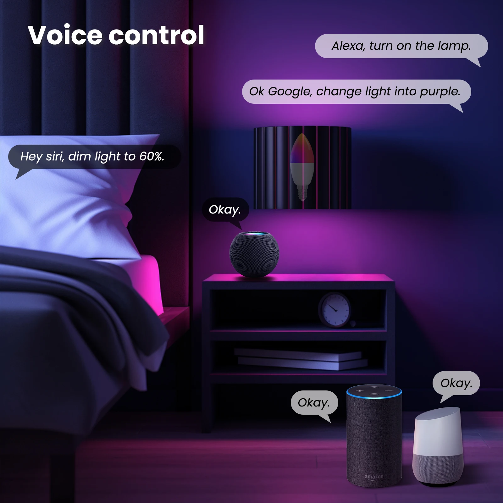 MOES Tuya Matter WiFi Smart Bulb Dimmable Led Light 16 Million RGB Colors E14 Candle Lamp Voice Control Alexa Google Home
