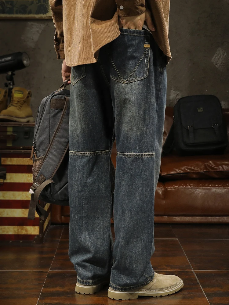 

American Sle Men's Jeans Loose Straight Leg Wide Leg Casual Pants Spring Autumn New Retro Sle Youth Faion Jeans