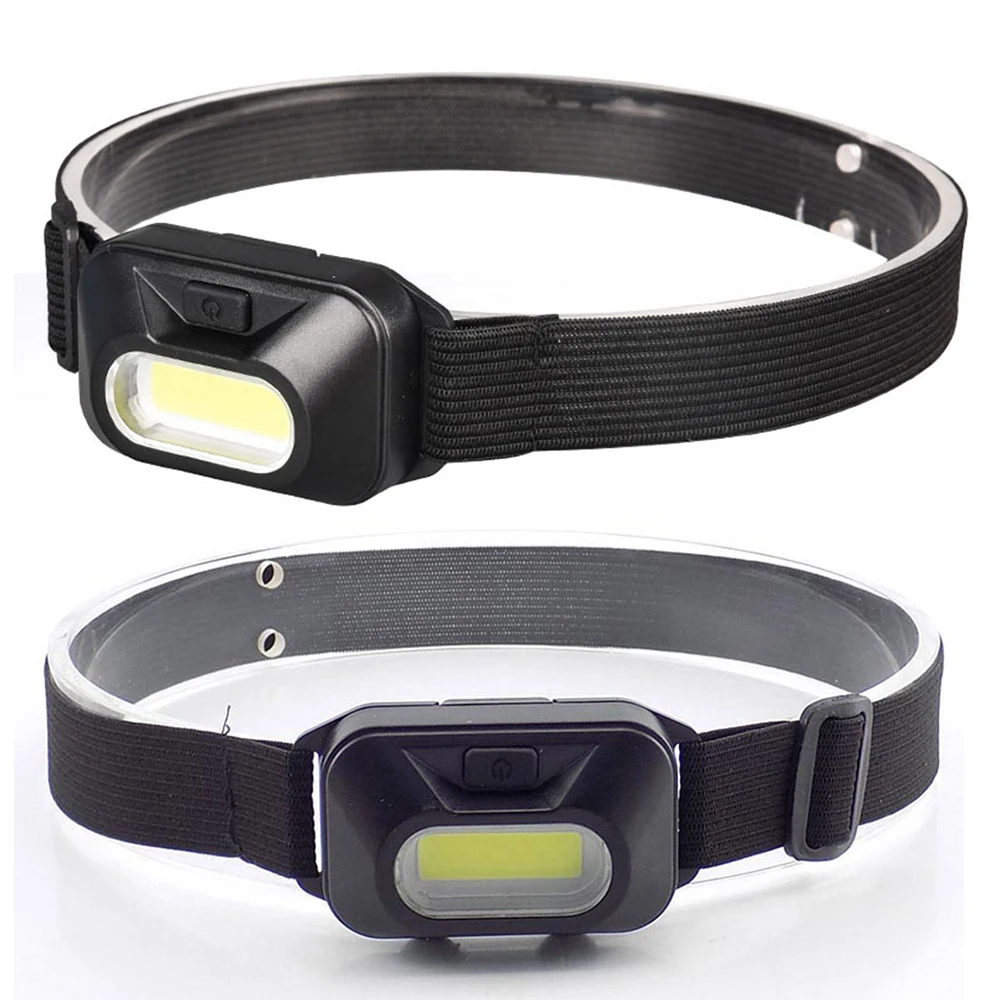 Mini COB LED Headlamps Lightweight Portable 3 Switch Modes Headlight Camping Headlamp Head Flashlight AAA Batteries Powered