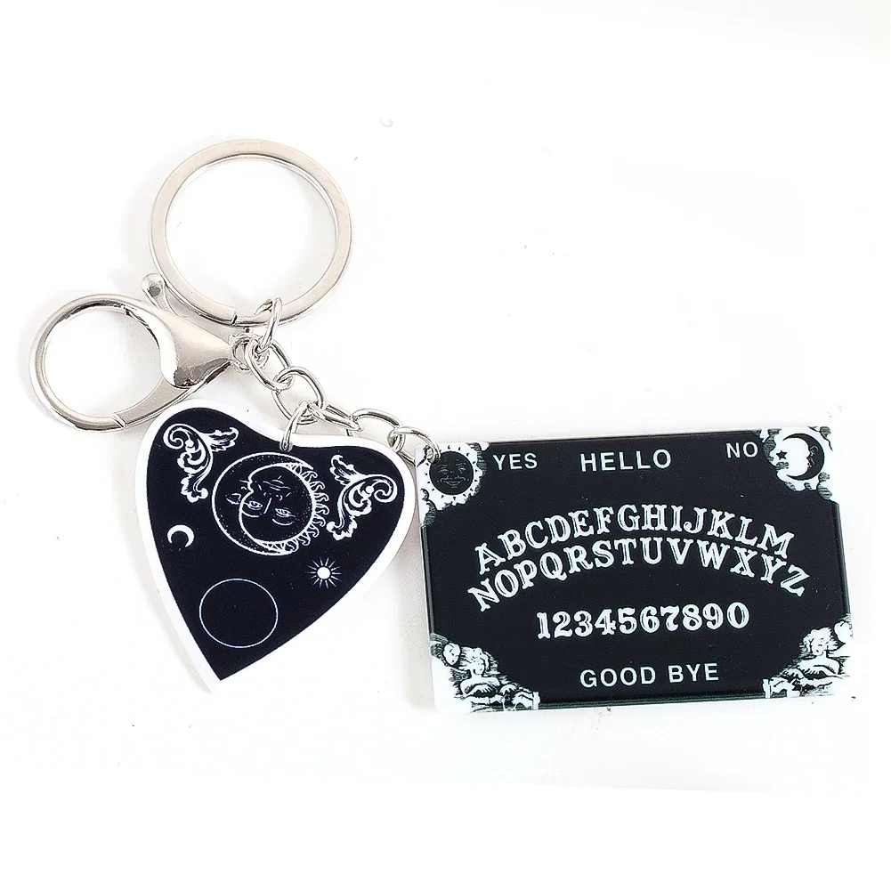 1PC Square Creative Alphabet Keychain Engraving Punk Style Witch Message Board Yoga Meditation Pendant Decorative Gifts