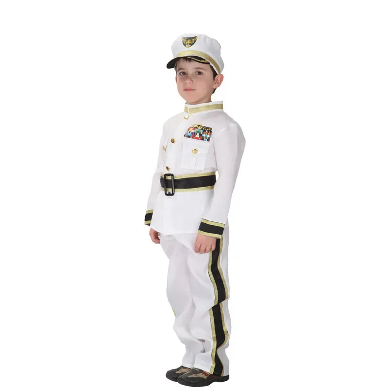 Kinderen Jongens Marine Admiraal Kostuum Set Uniform Purim Carnaval Halloween Kostuums